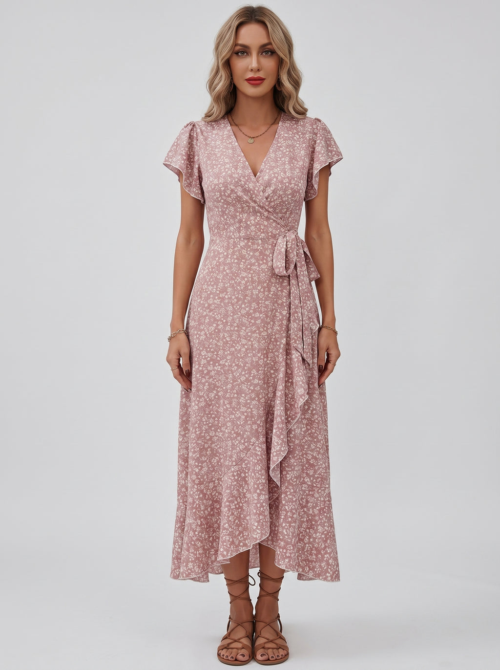 Bohemian Floral Wrap Maxi Dress