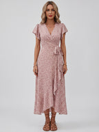 Bohemian Floral Wrap Maxi Dress