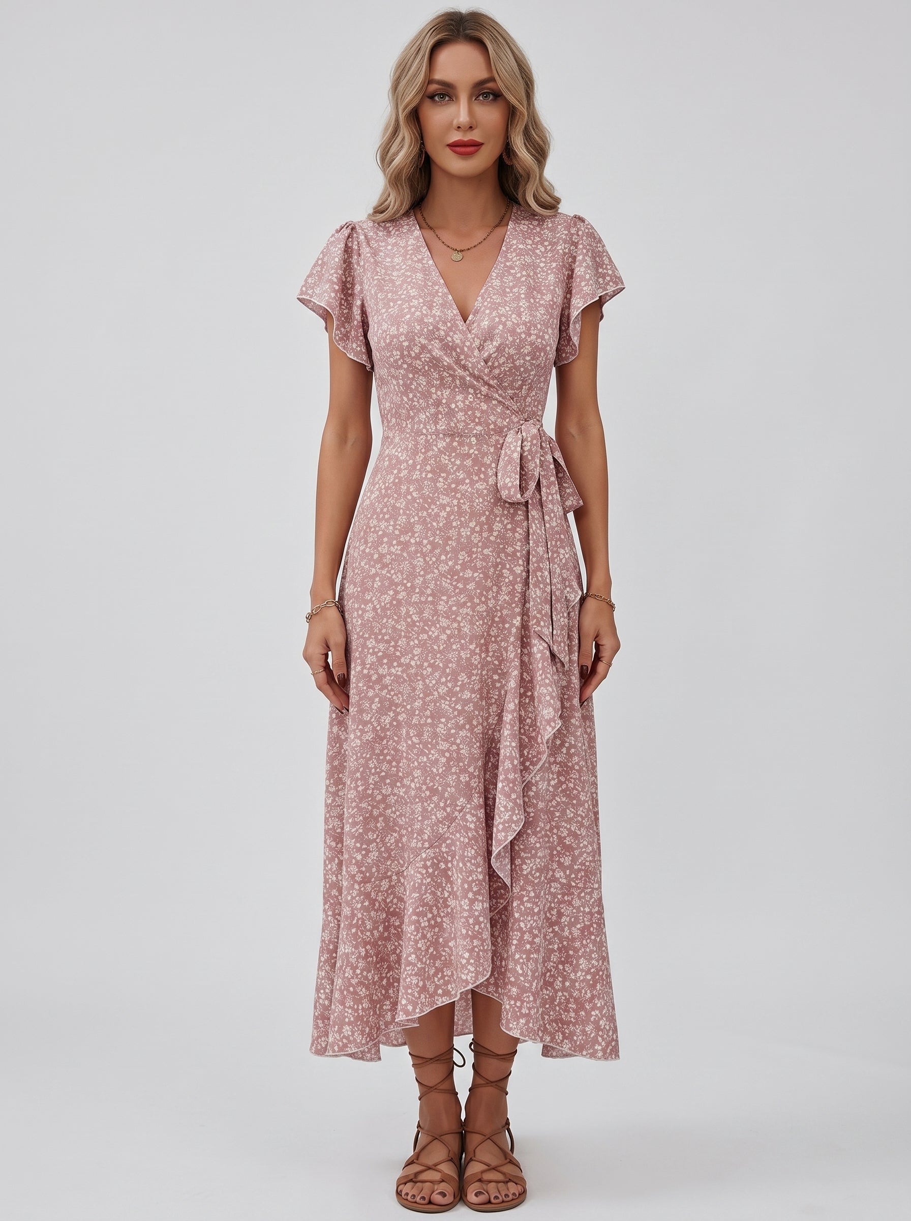 Bohemian Floral Wrap Maxi Dress