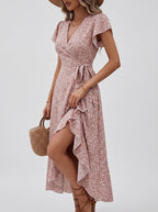 Bohemian Floral Wrap Maxi Dress