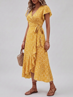 Bohemian Floral Wrap Maxi Dress