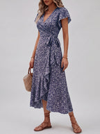 Bohemian Floral Wrap Maxi Dress