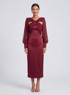 Twist-Front Long Sleeve Maxi Dress