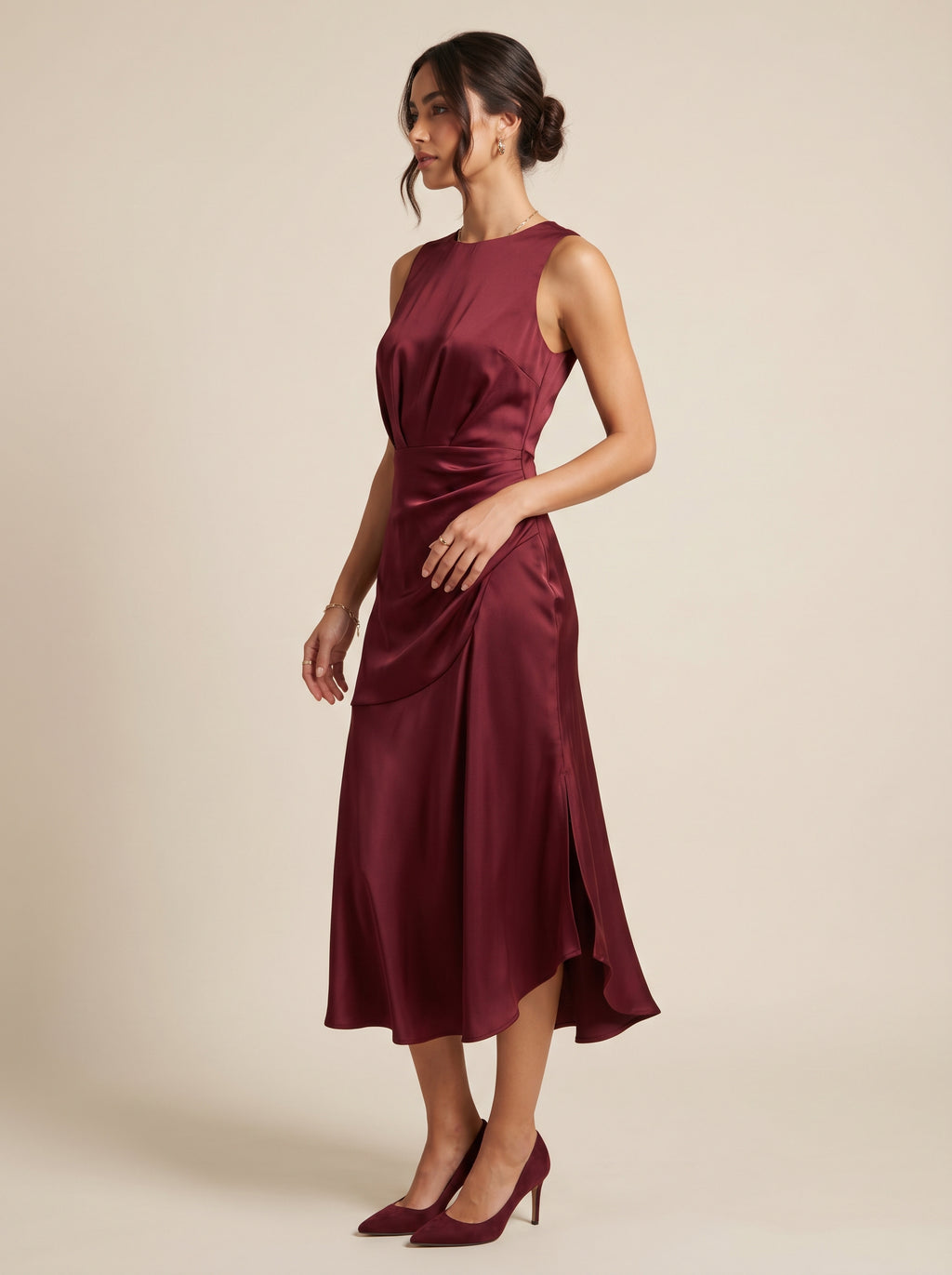 Twist-Front Long Sleeve Maxi Dress