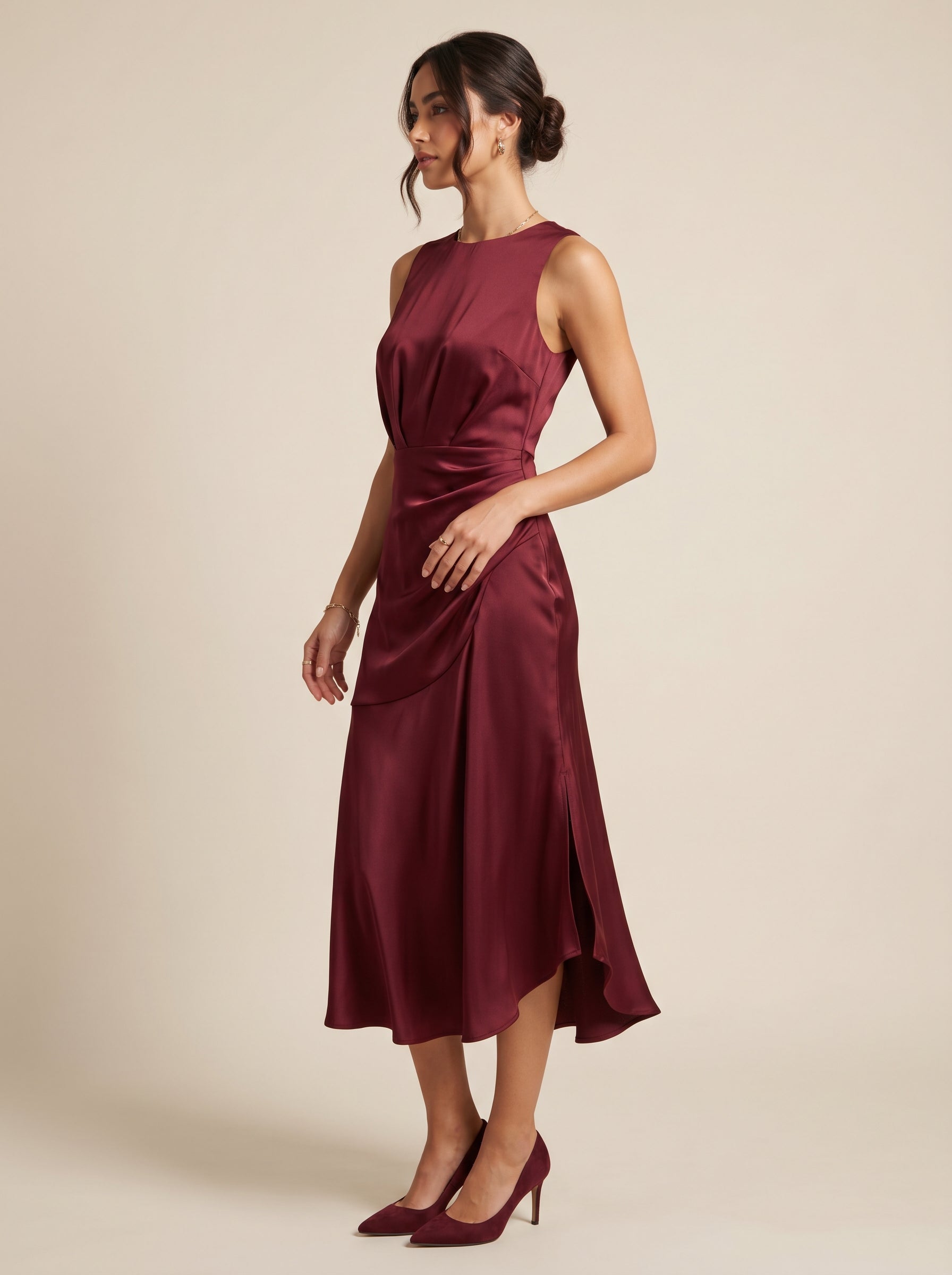 Twist-Front Long Sleeve Maxi Dress