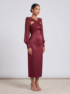 Twist-Front Long Sleeve Maxi Dress