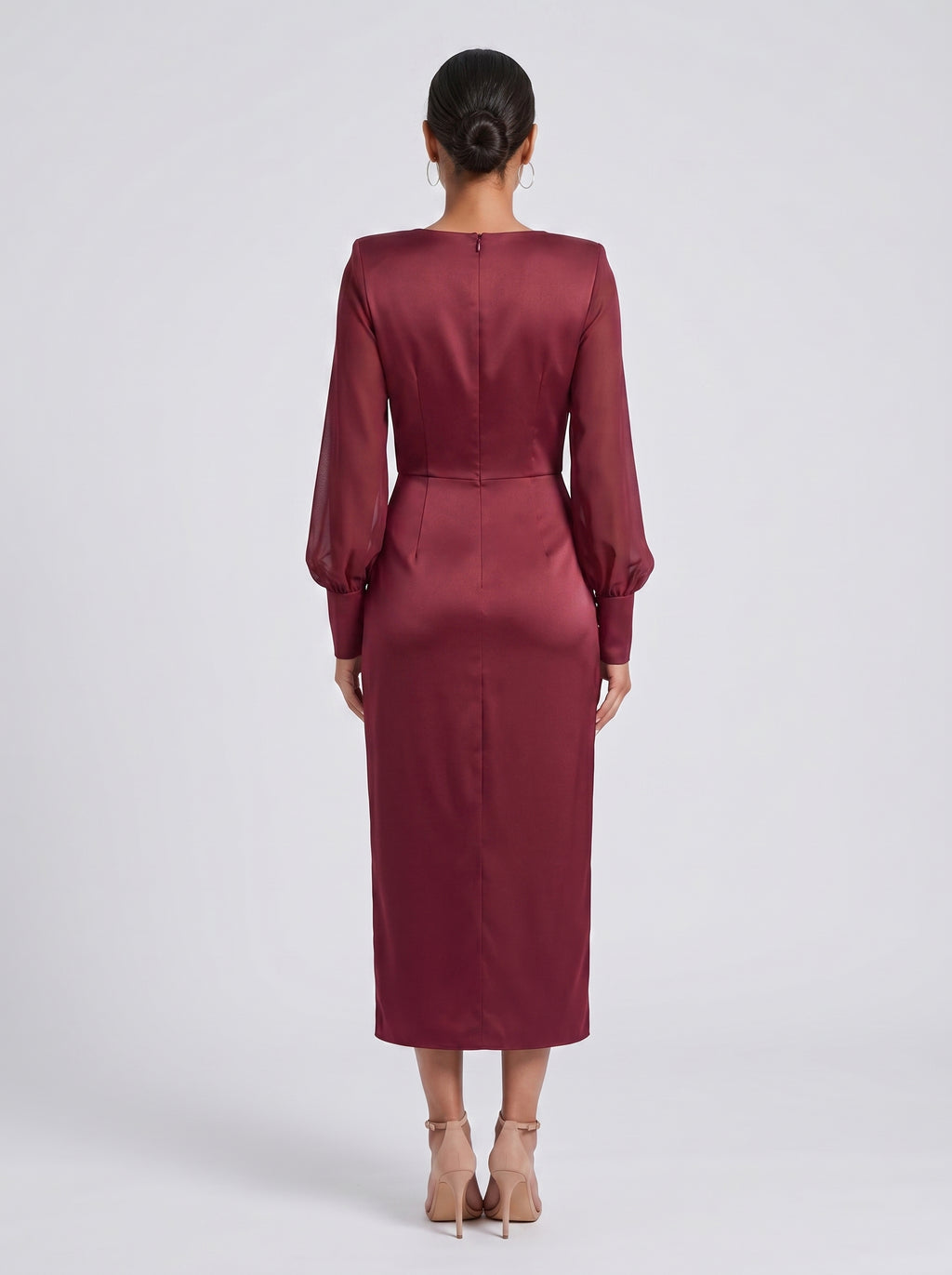 Twist-Front Long Sleeve Maxi Dress