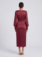 Twist-Front Long Sleeve Maxi Dress