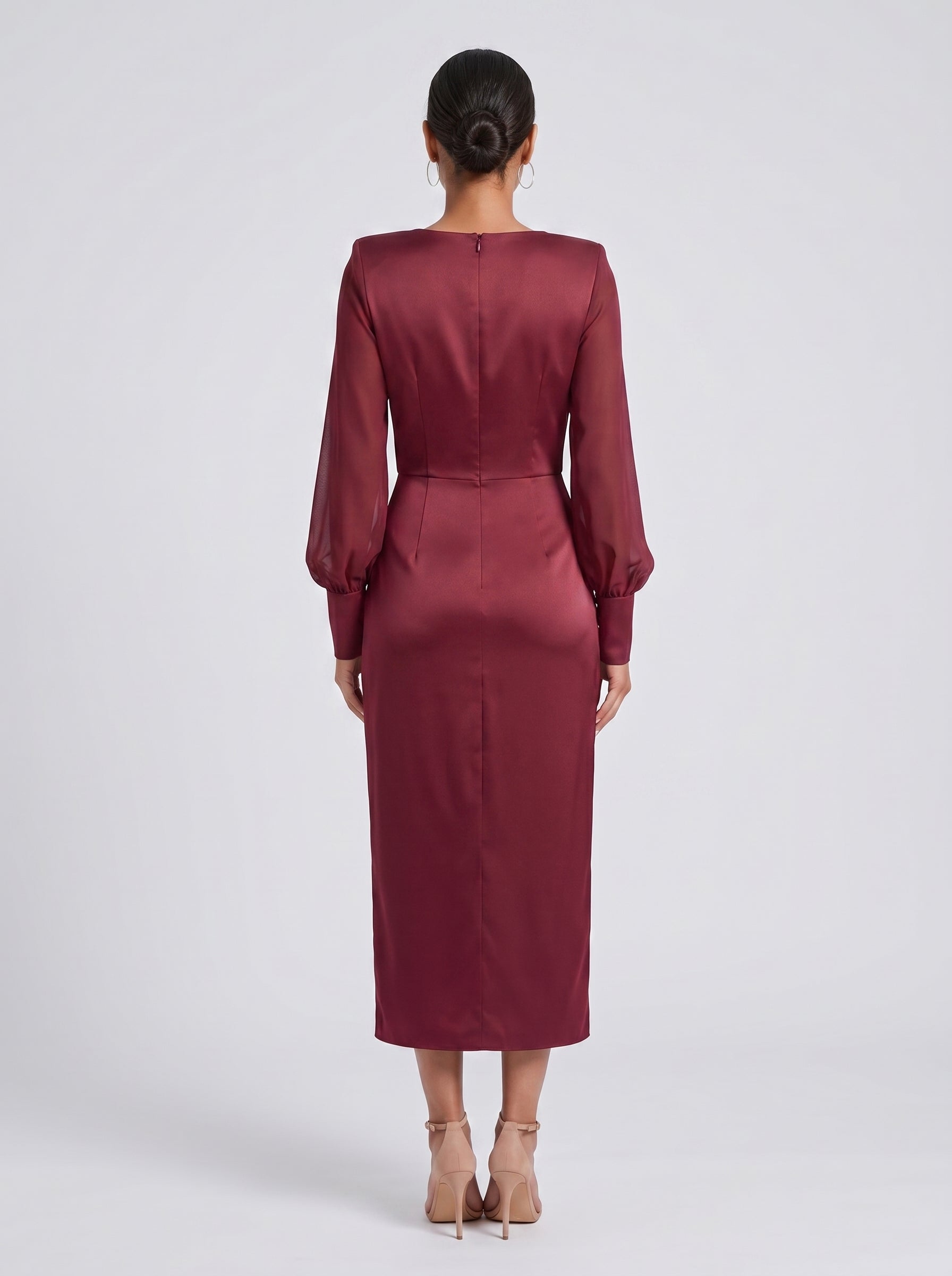 Twist-Front Long Sleeve Maxi Dress
