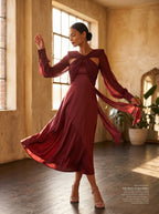 Twist-Front Long Sleeve Maxi Dress