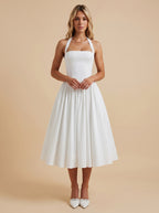 Bella A-Line Halter Dress with Cinched Waist