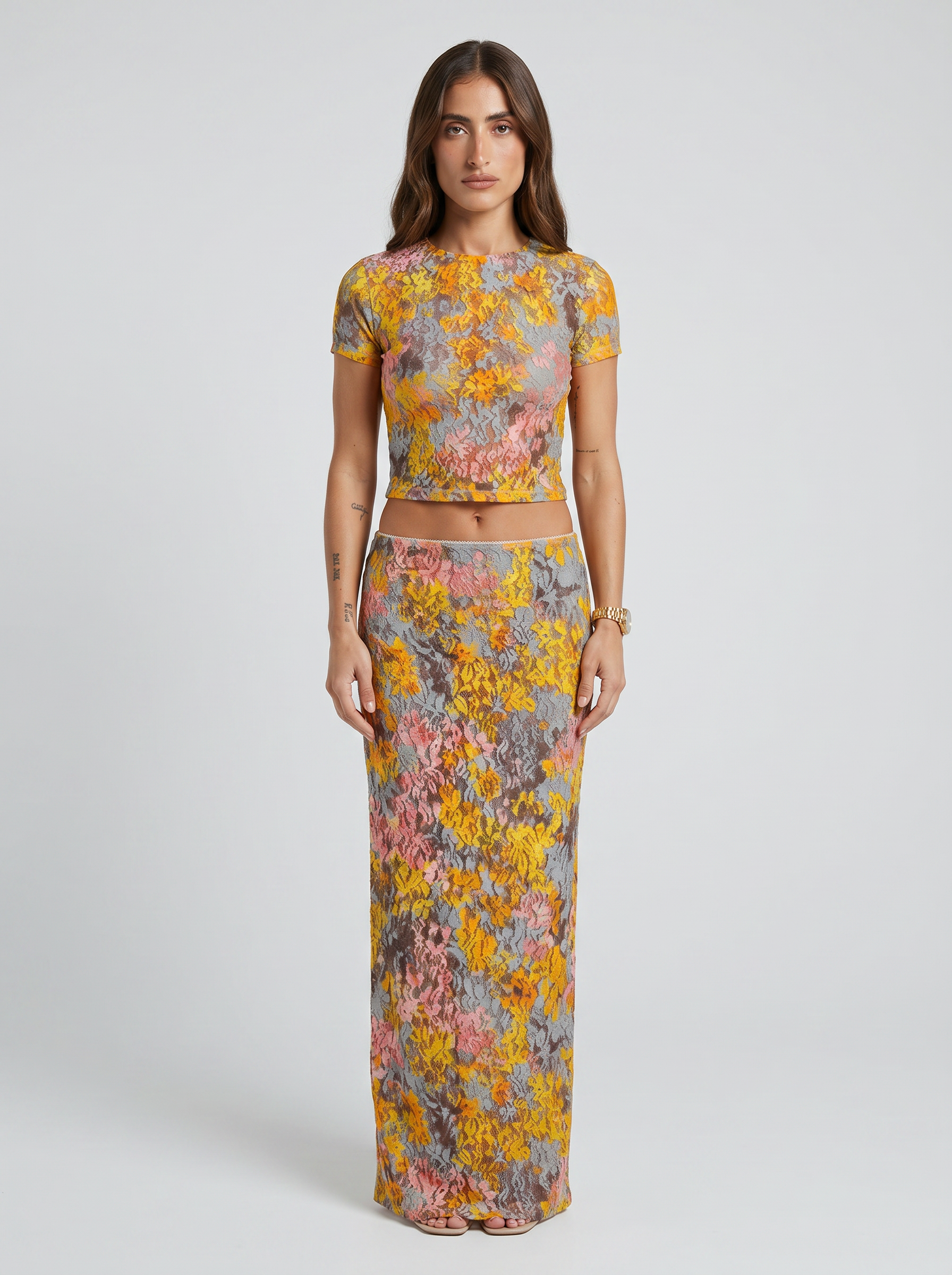 Floral Silk Top & Maxi Skirt Set